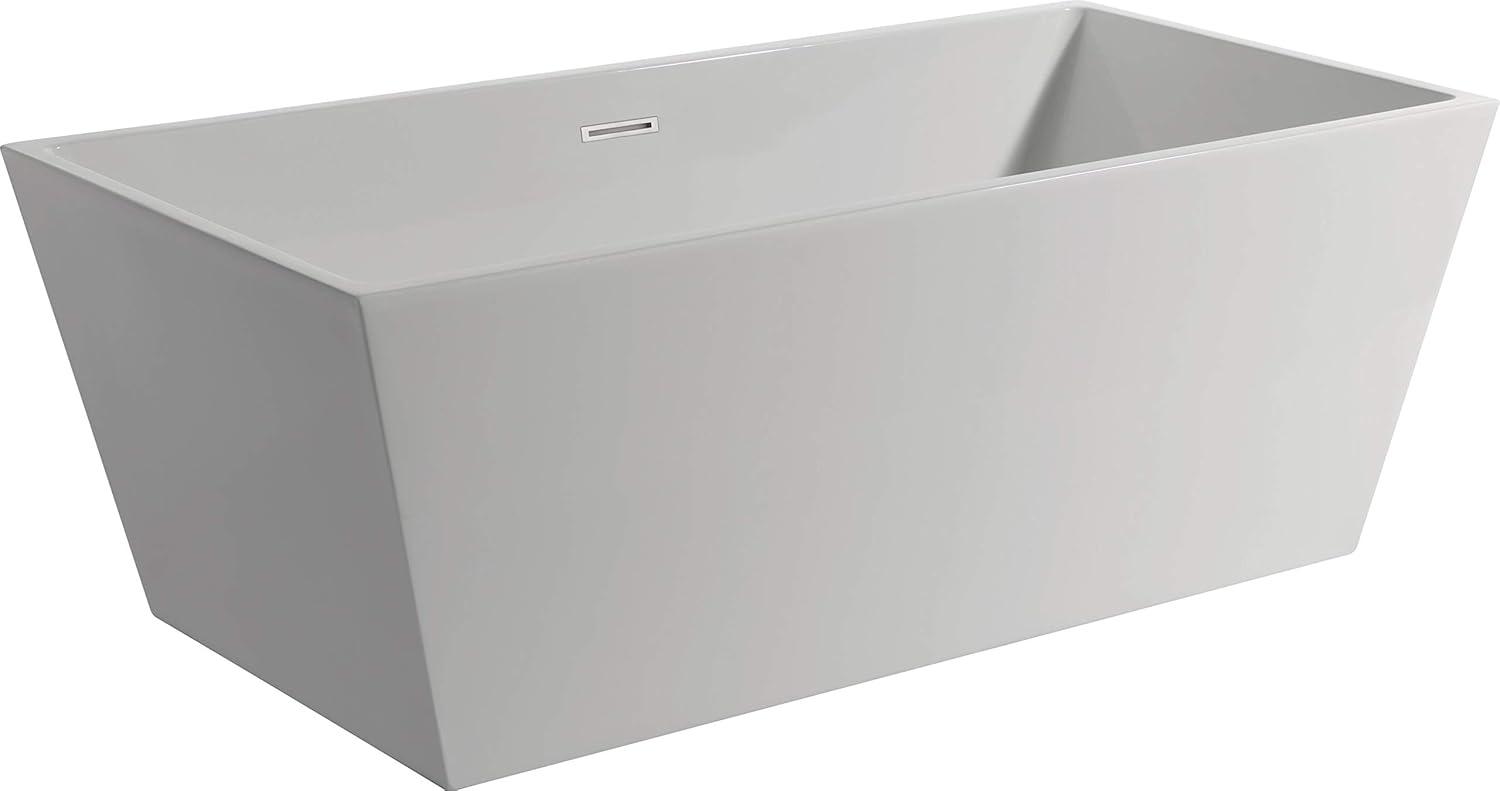 White Acrylic Rectangular Freestanding Soaking Bathtub