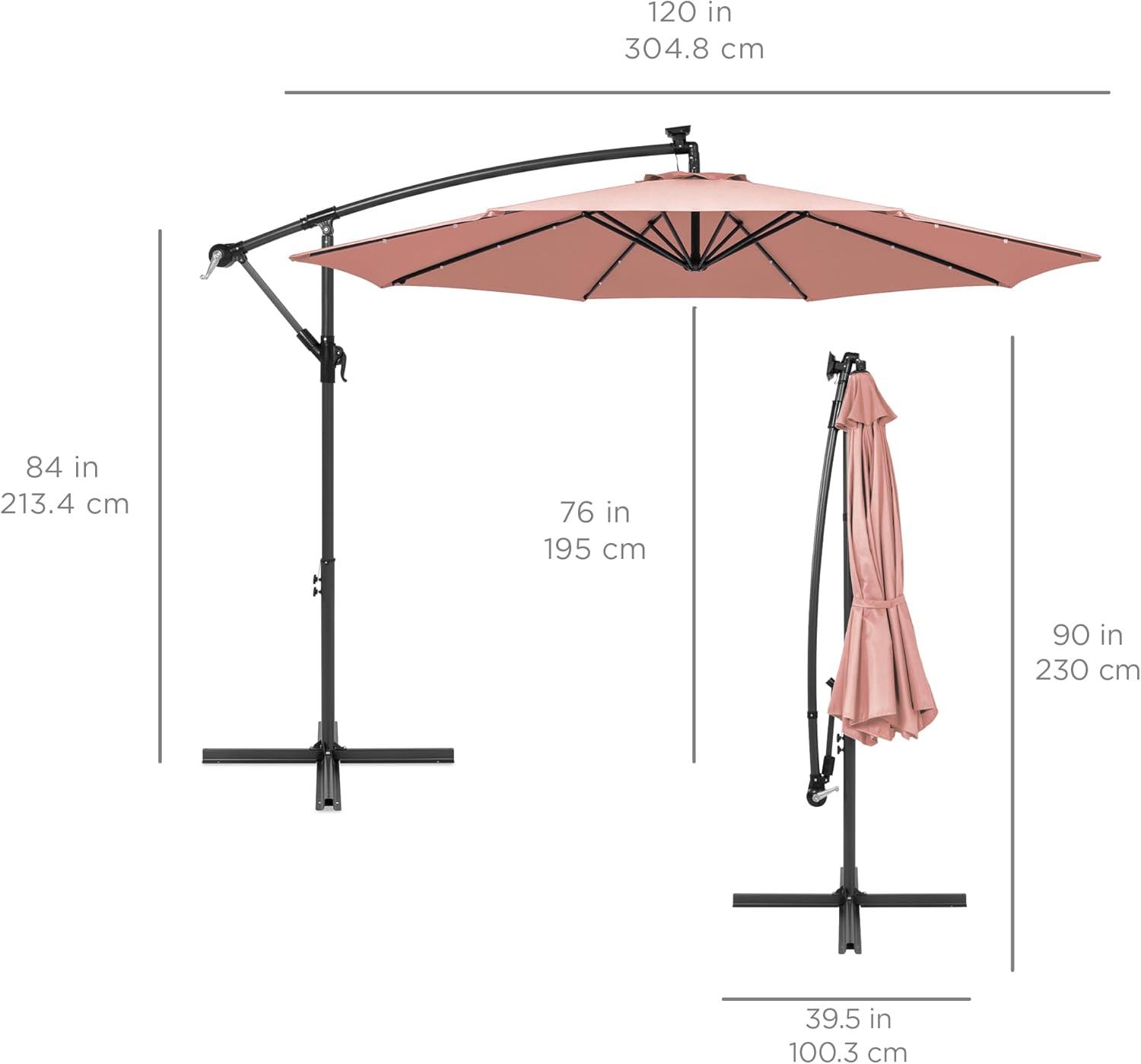 Best Choice Products 10ft Solar LED Offset Hanging Outdoor Market Patio Umbrella w/ Adjustable Tilt