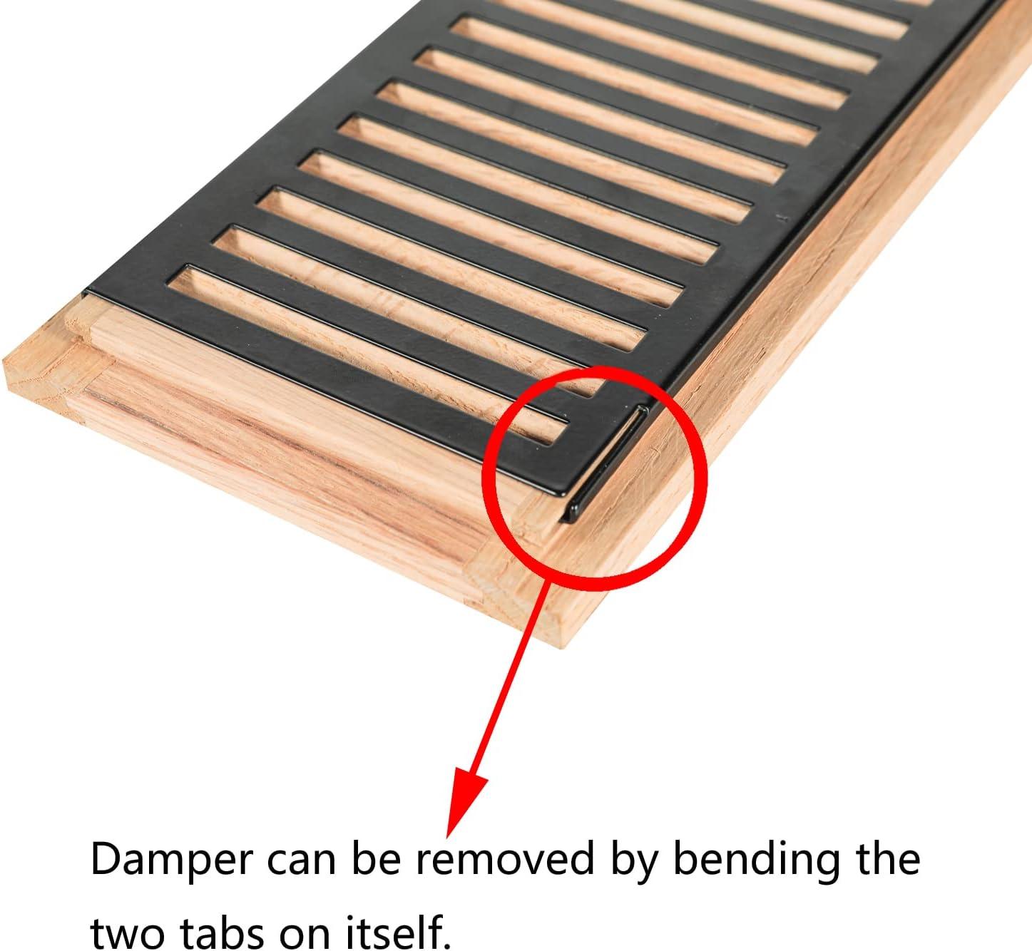 Hardwood White Oak Floor Register, Flush Mount with Frame, 4x10 Inch, Unfinished