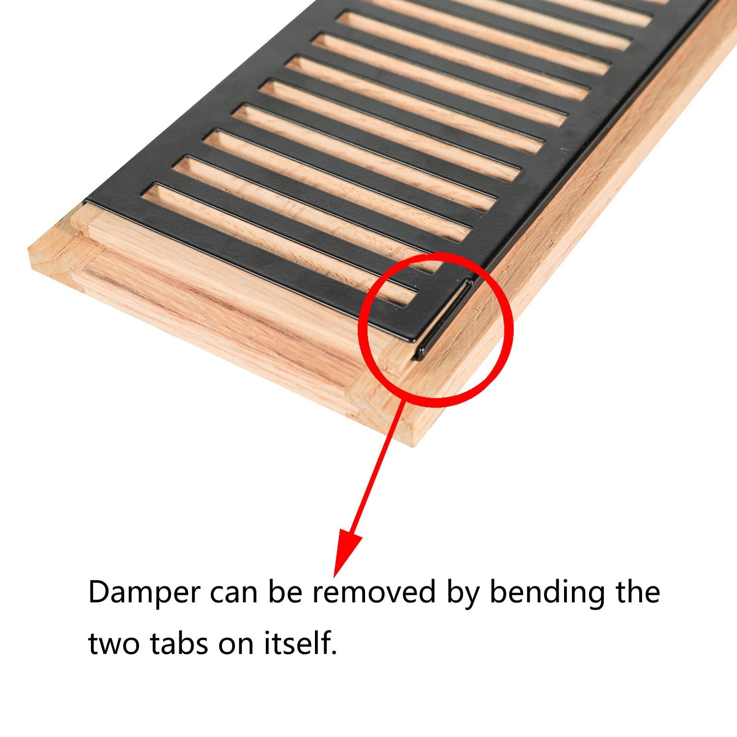 Hardwood White Oak Floor Register, Flush Mount with Frame, 4x10 Inch, Unfinished