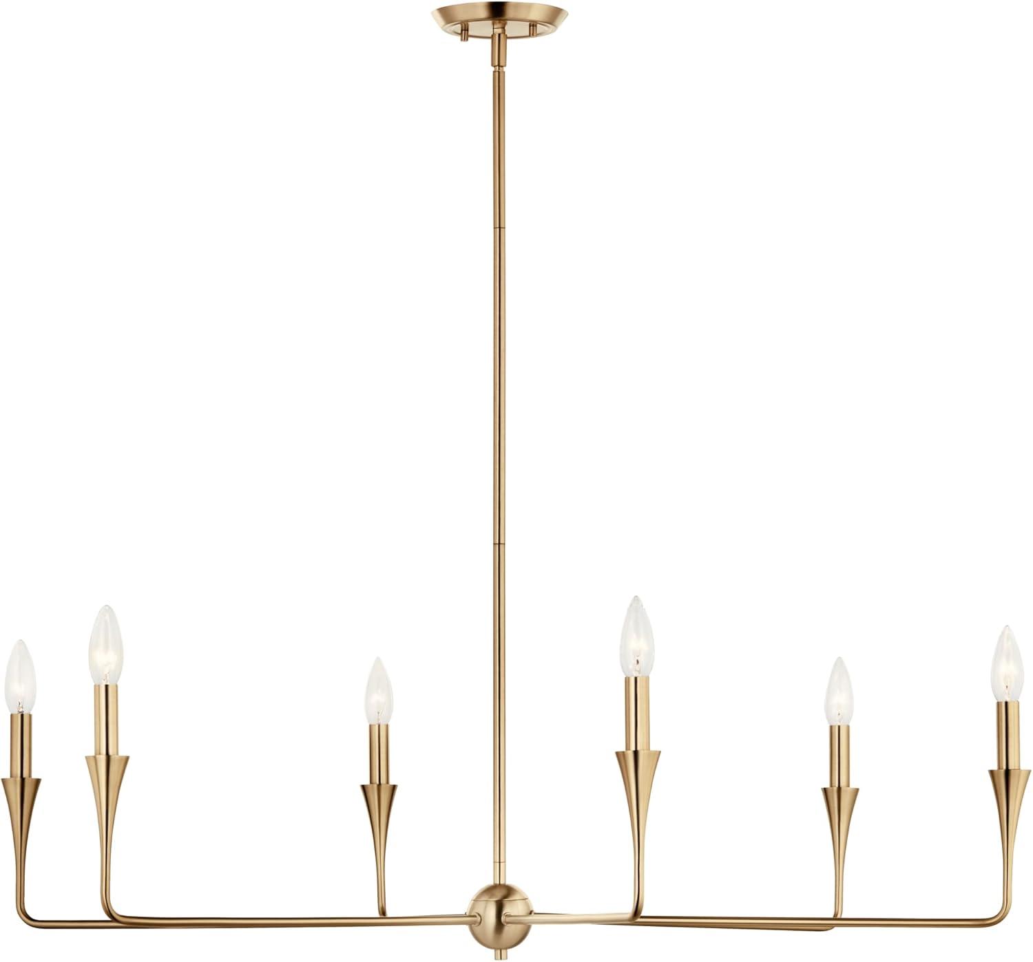 Champagne Bronze 6-Light Modern Candle Chandelier