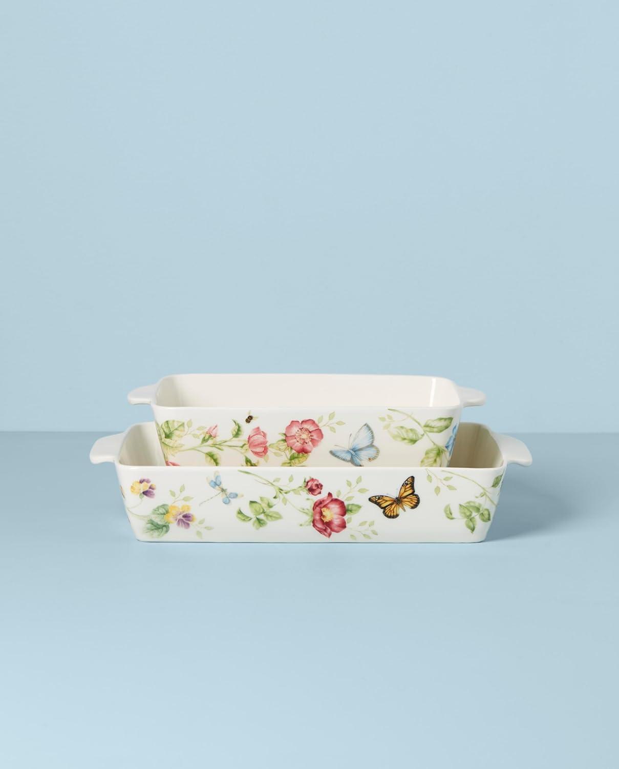 Butterfly Meadow Floral Stoneware Rectangular Baker Set