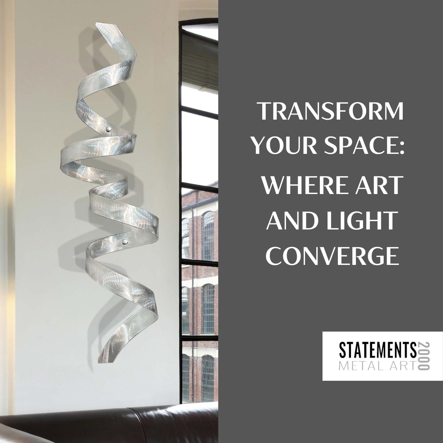 Silver Metal Wall Sculpture - Indoor/Outdoor Metal Wall Art - Metallic Home Decor Accent - Silver Wall Twist by Jon Allen