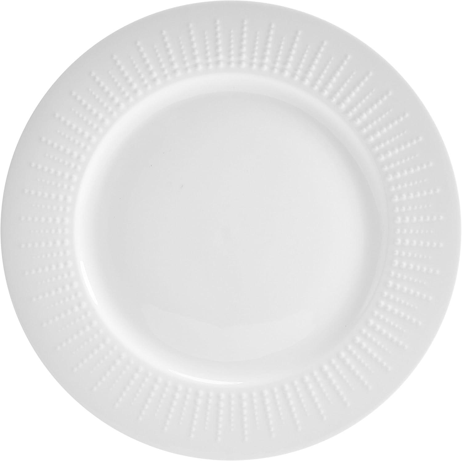 White Embossed Porcelain 12-Piece Dinnerware Set, Service for 4