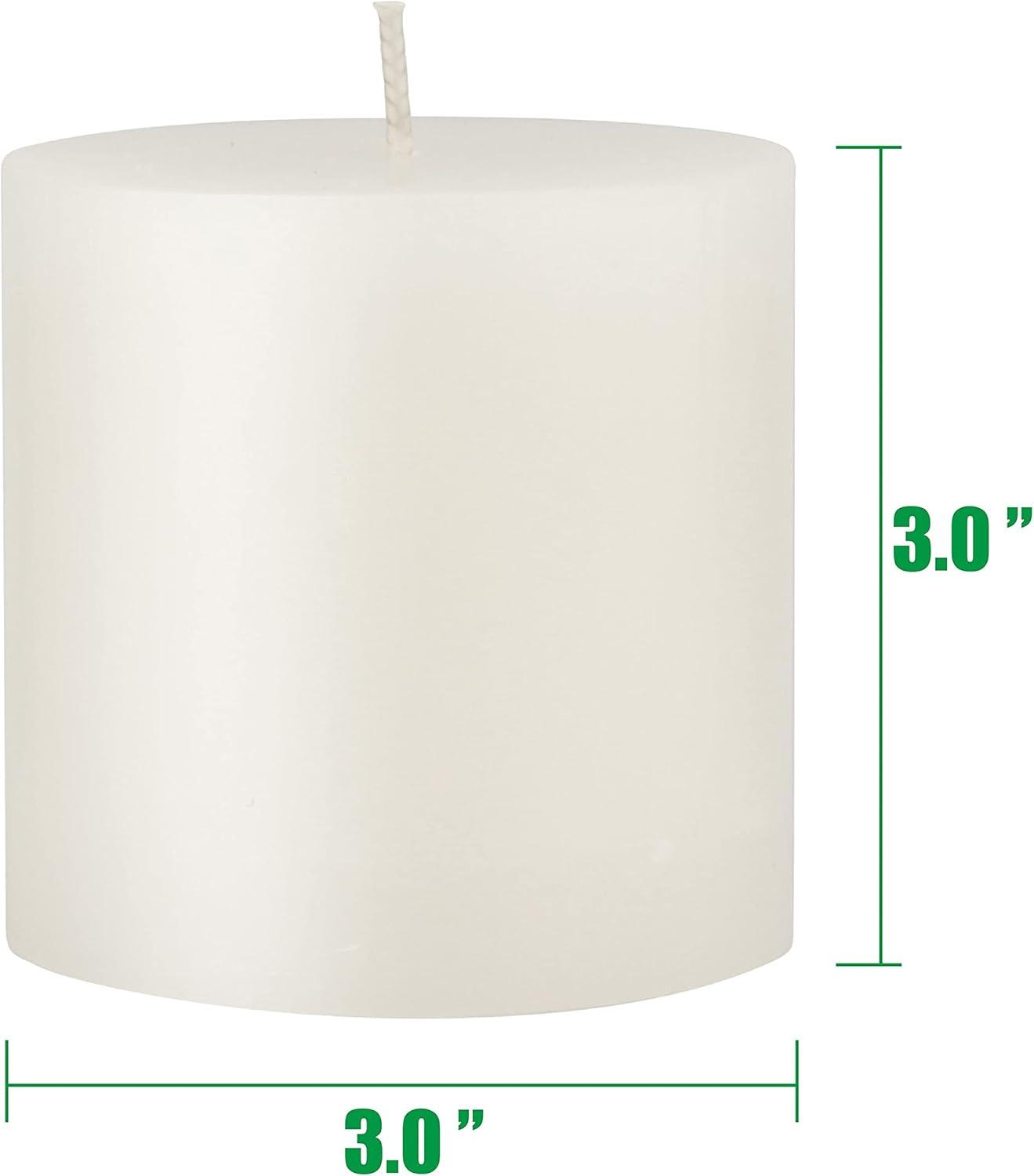 3"x3" 6pk Unscented Flat top Smooth Pillar Candles White - Stonebriar Collection: Machine-Poured, 40hr Burn Time, Cotton Wick