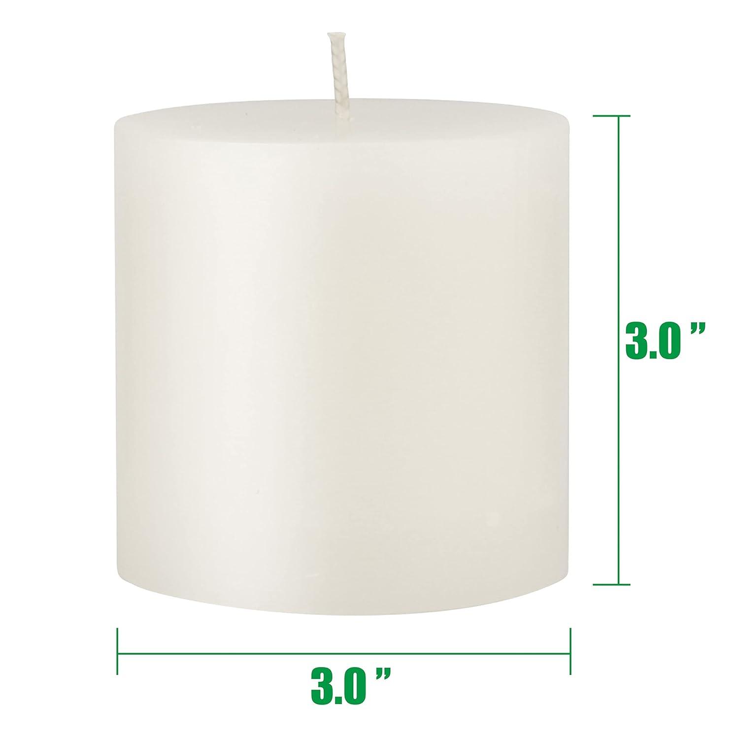 3"x3" 6pk Unscented Flat top Smooth Pillar Candles White - Stonebriar Collection: Machine-Poured, 40hr Burn Time, Cotton Wick