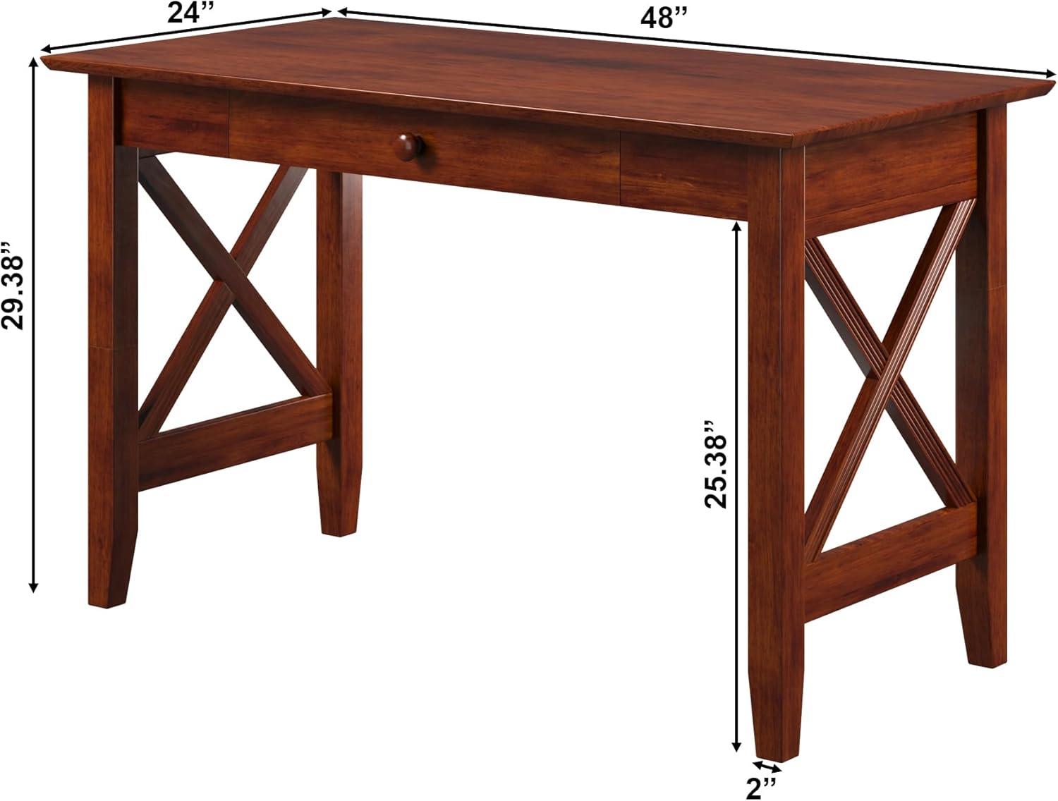 AFI 48" Solid Wood X Design Writing Desk with Drawer in Walnut