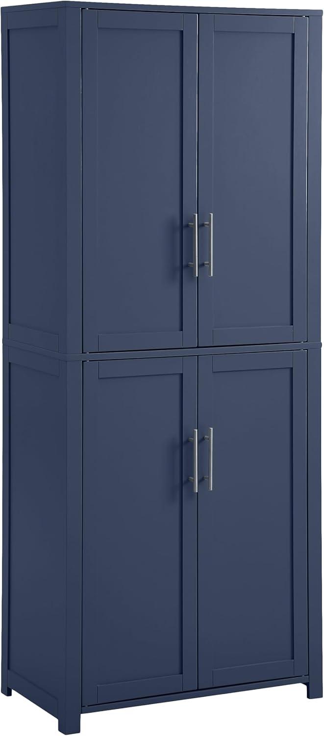 Crosley 67" Savannah Tall Kitchen Storage Pantry Navy: Traditional Farmhouse Design, Wood Veneer, MDF Frame, 3 Adjustable Shelves