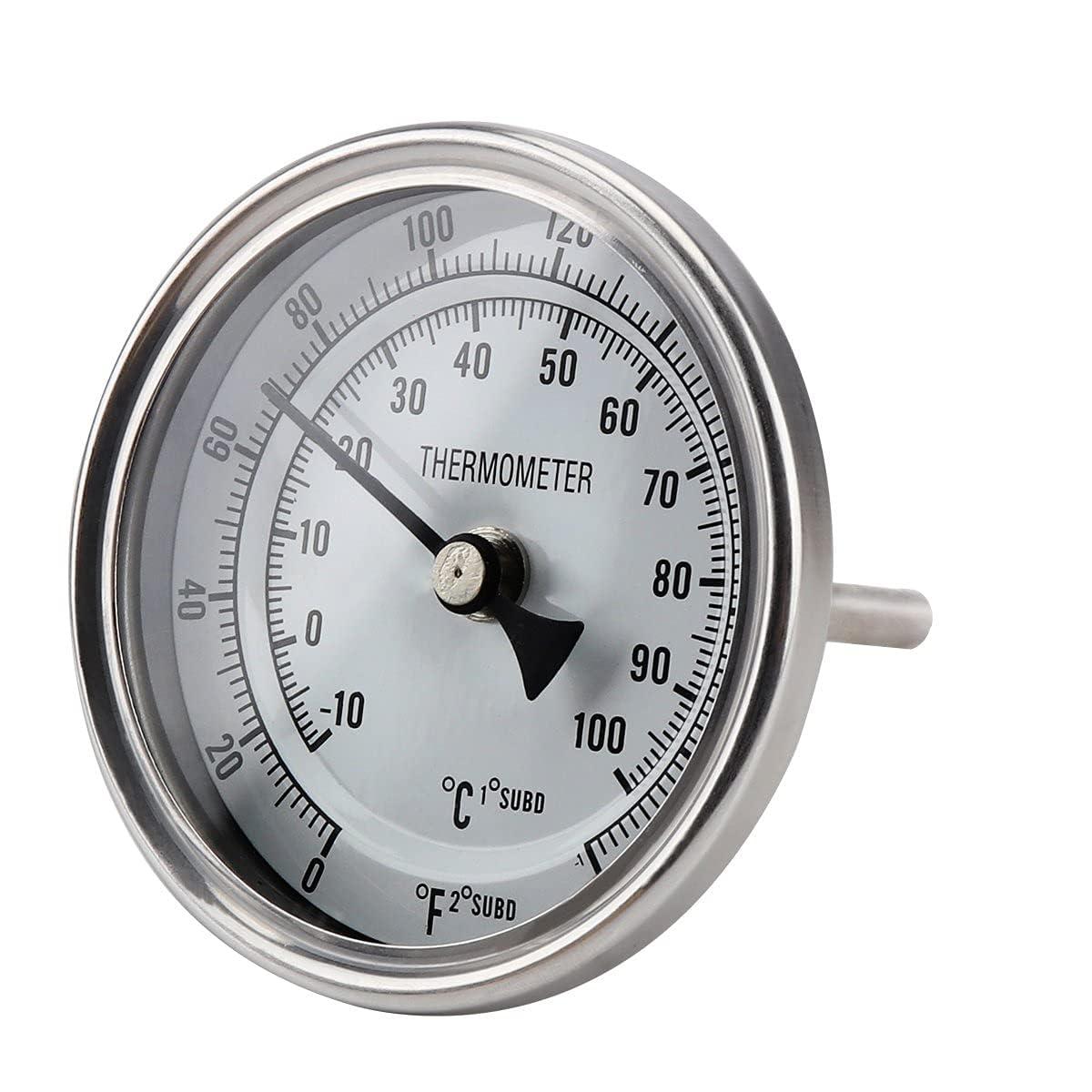 3" Dial 2" Probe FERRODAY 1/2 NPT Stainless Steel Thermometer Dial Thermometer 1/2 NPT Homebrew Kettle Thermometer Weldless w/O-Rings 0-220ºF Kettle Thermometer Stainless Steel Brew Pot Thermometer