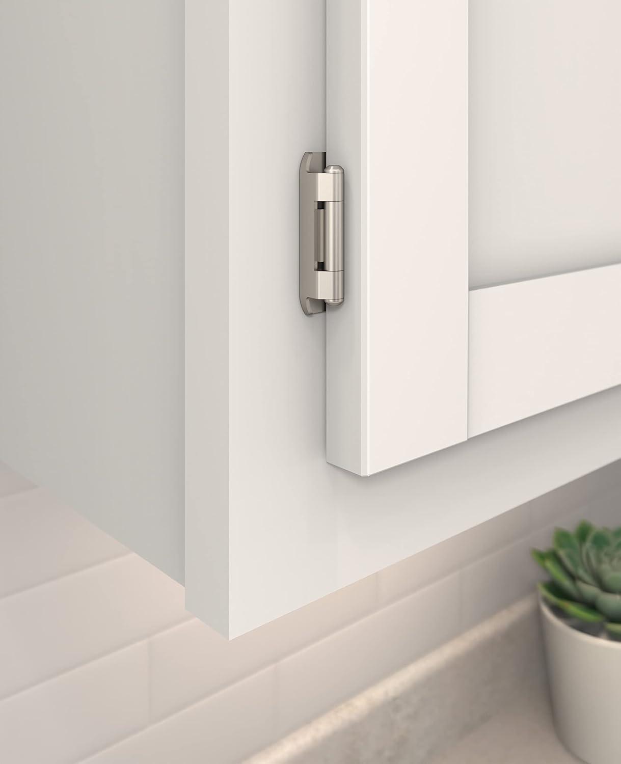 Satin Nickel 1/2 Inch Overlay Cabinet Hinge Pair