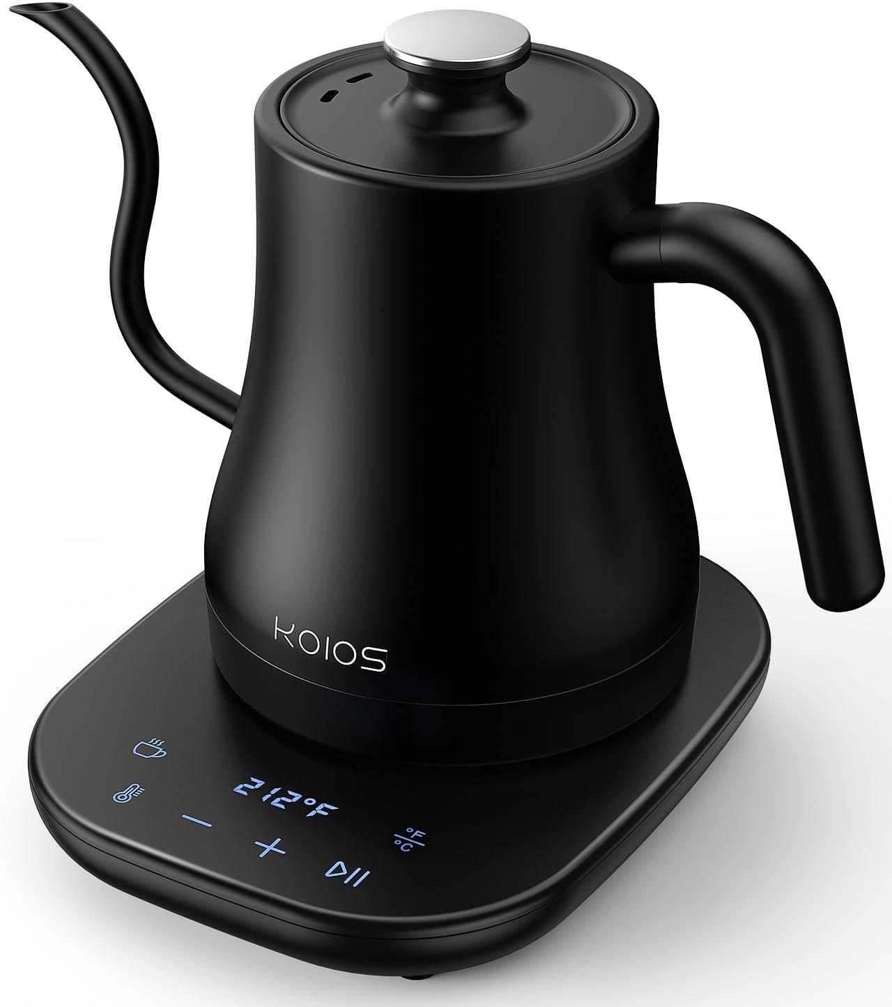 MODERN WALLS LLC Gooseneck Electric Kettle With Temperature Control, Fast Heat Electric Kettle For Pour Over Coffee/Tea, Auto Shut Off & Boil-Dry Protection, 4Hrs Keep Warm, Stainless Steel Inner