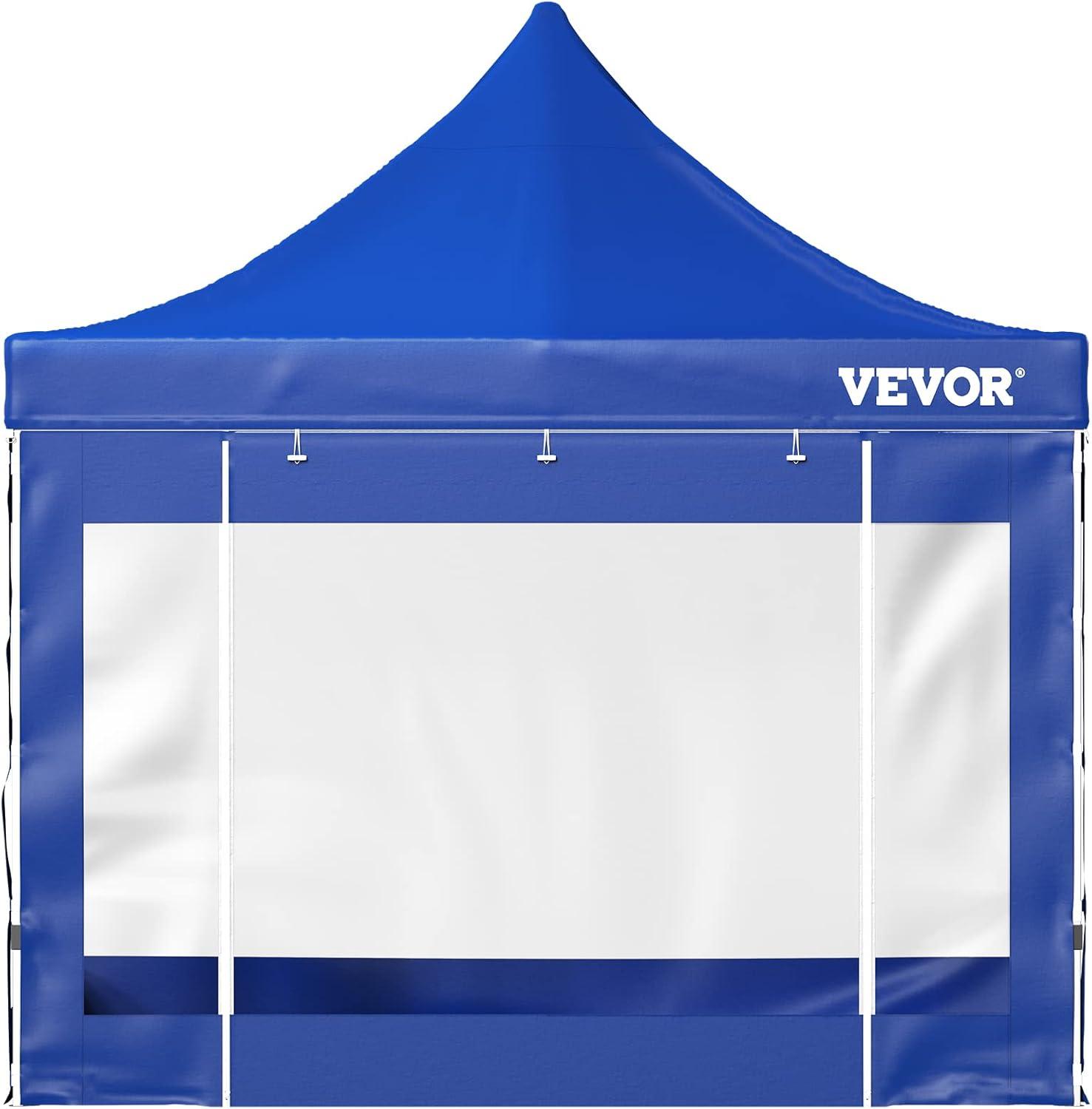 VEVOR 10x10 Blue Pop-Up Canopy Tent with Sidewalls and Wheeled Bag