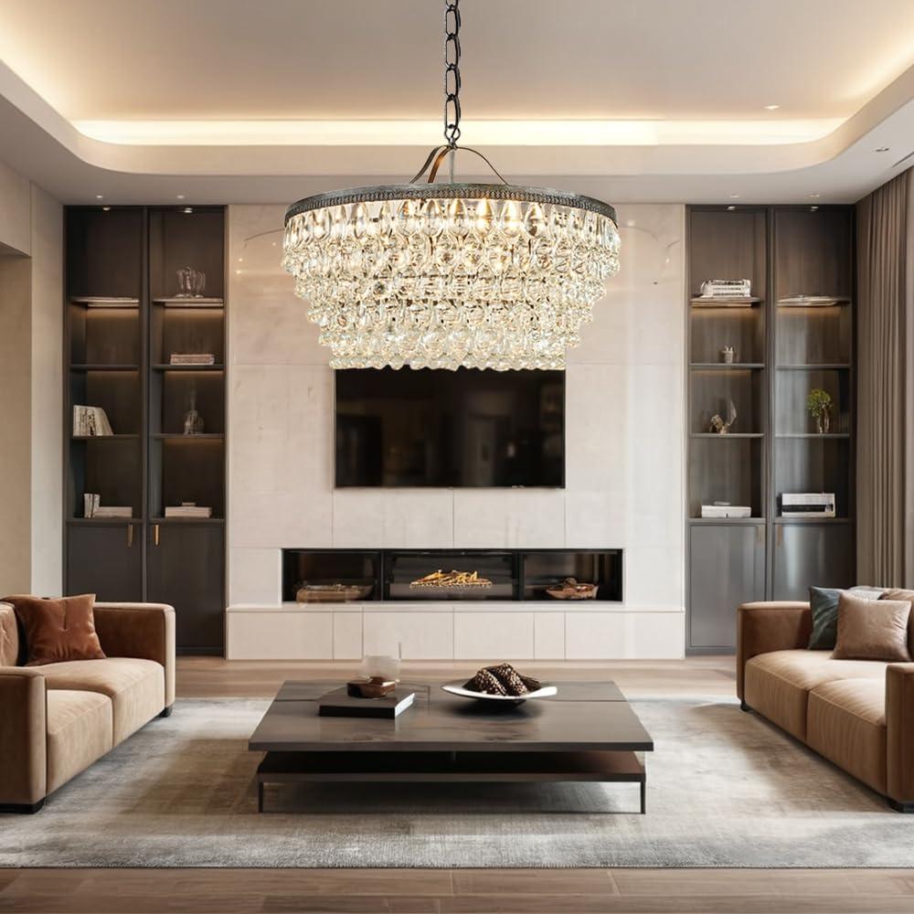 Clarissa Crystal Round Chandelier (19"-28")