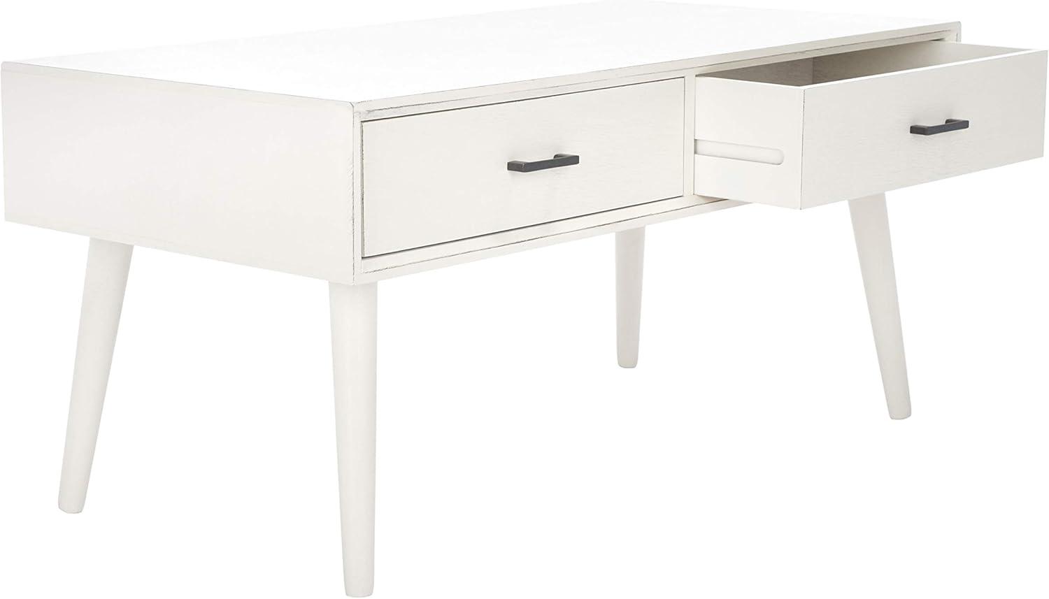 Mozart Mid-Century Coffee Table - Distressed White - Safavieh