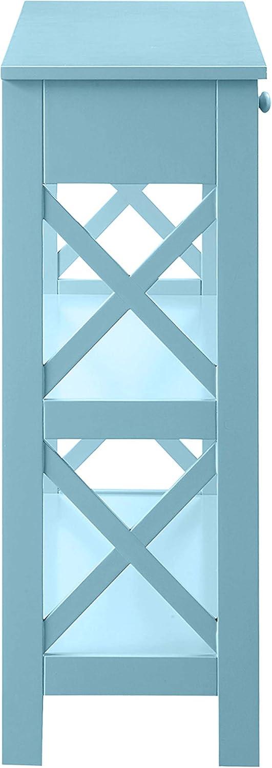 Convenience Concepts Oxford 1 Drawer Console Table with Shelves, Sea Foam Blue