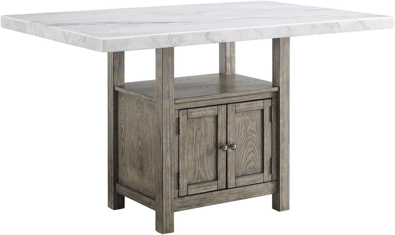 Steve Silver Grayson White Marble and Driftwood 6-Piece Counter Height Set