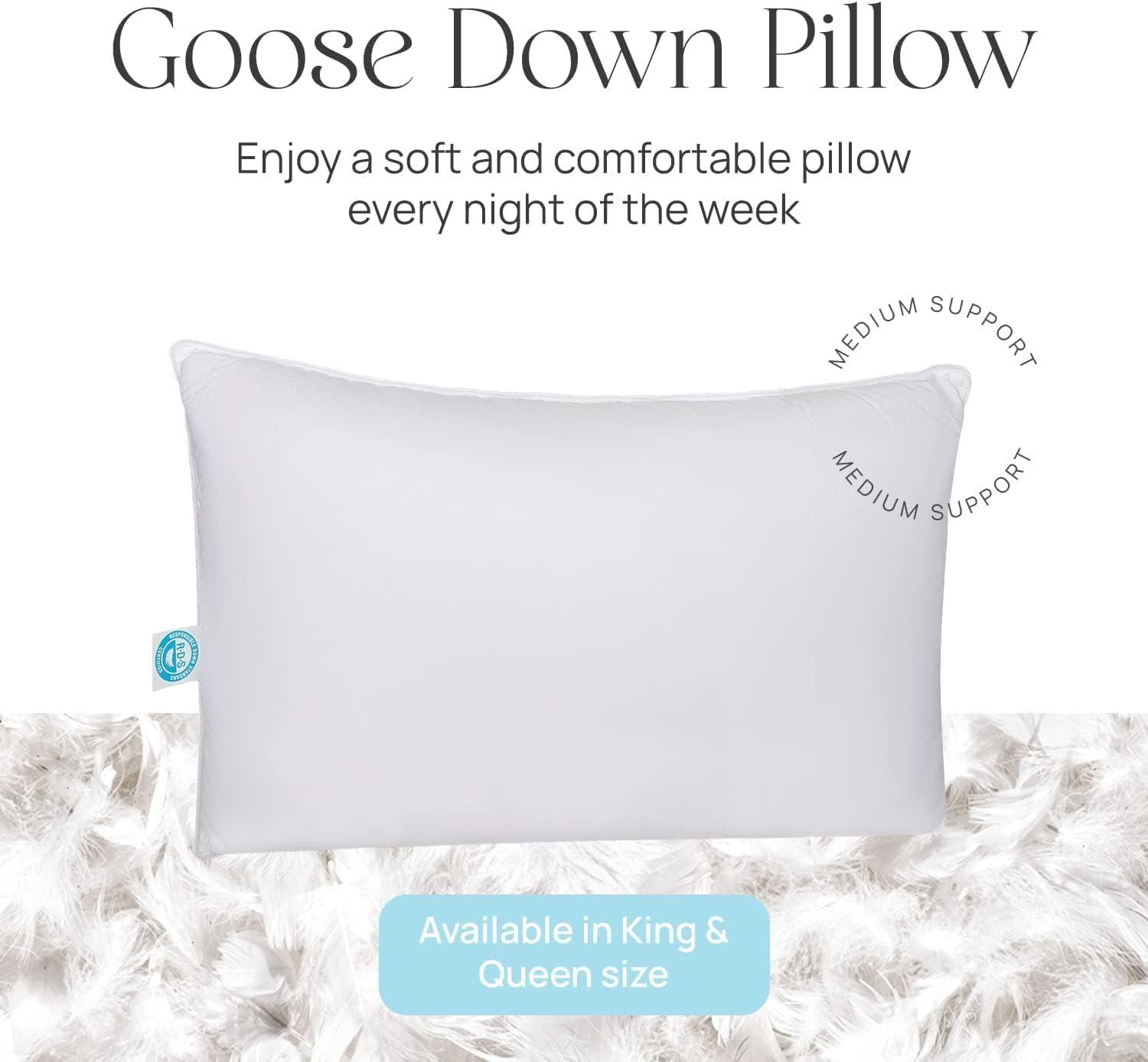 East Coast Bedding Pure Dream Firm Goose Down Feather Pillow, Queen Size, Pack of 1