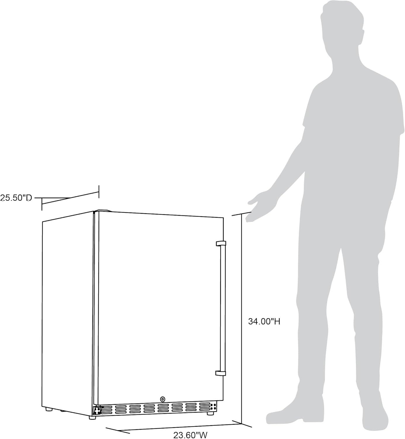 Newair 24" 5.3 Cu. Ft. Commercial Stainless Steel Built-in Beverage Refrigerator, Steel Interior, Weatherproof and Outdoor Rated, ENERGY STAR