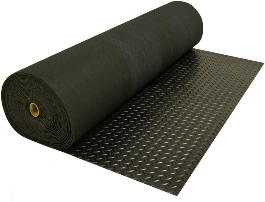 Rubber-Cal, Inc. Rubber-Cal "Diamond-Plate" Rubber Flooring Rolls Rubber-Cal, Inc. 48'' W x 24'' L Garage Flooring in Black