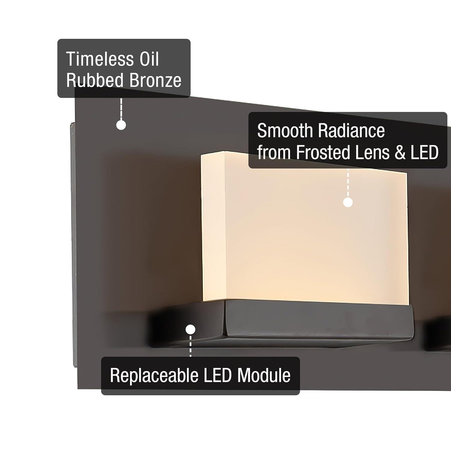 Kira Home Everett 48" 60W Baño/luz LED Integrado, Lentes Acrílicas Rectangulares, Luz 3000k, Bronce Aceitado