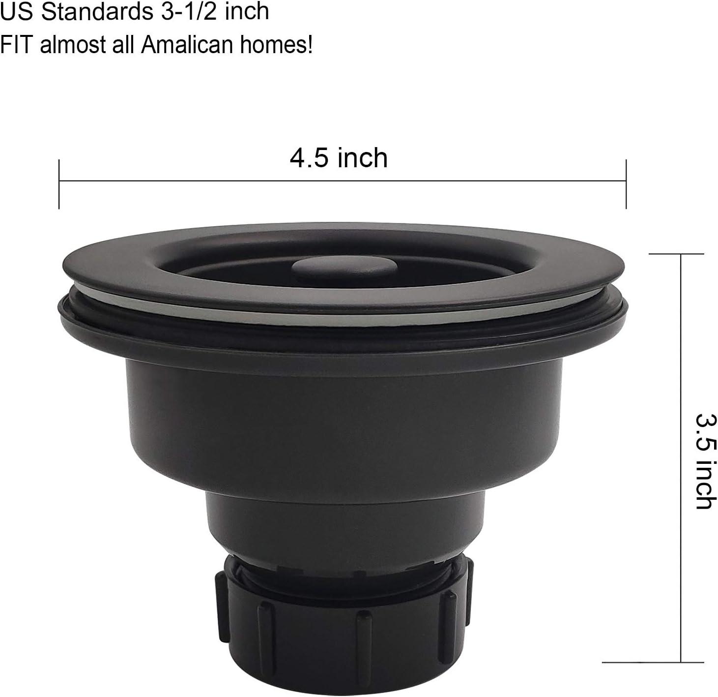 3.5-in Black Sink Strainer Assembly with Stopper for Matching Color of Granite or Fireclay Sinks