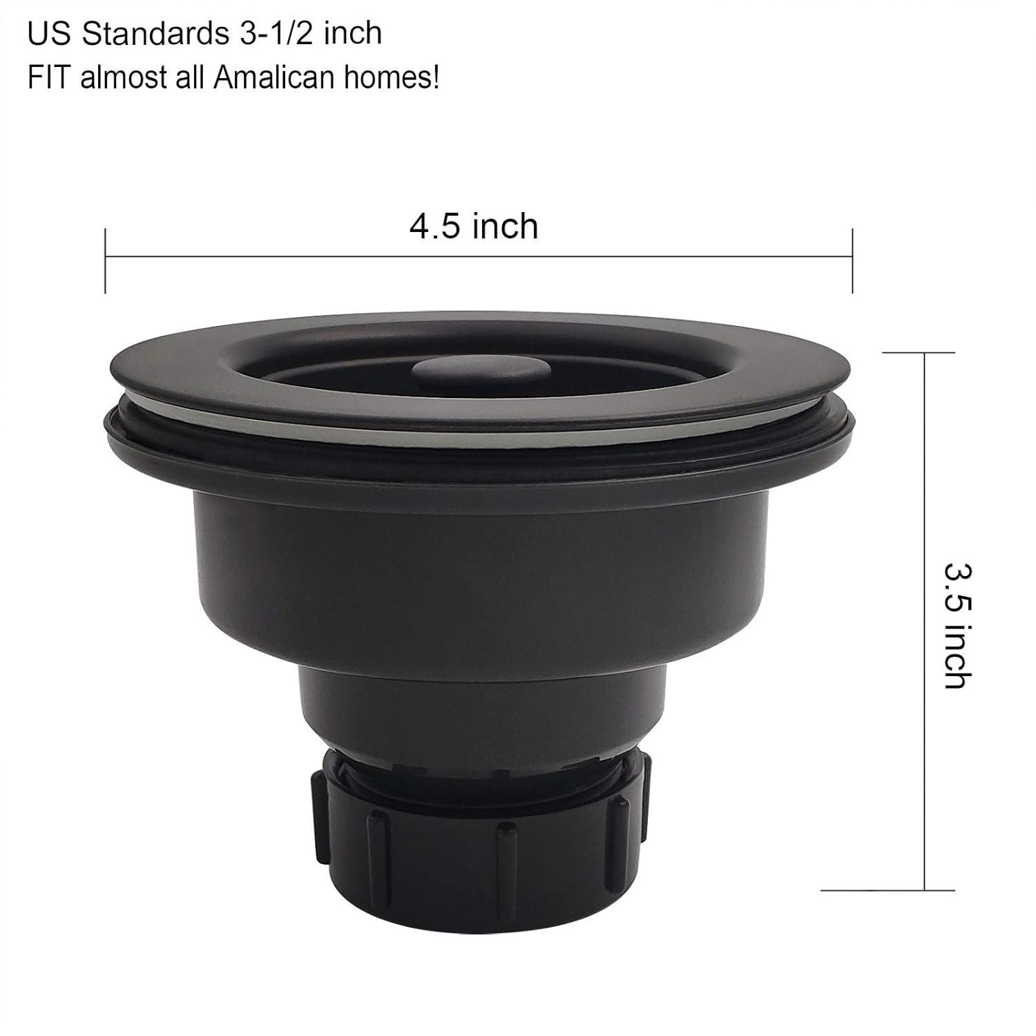 3.5-in Black Sink Strainer Assembly with Stopper for Matching Color of Granite or Fireclay Sinks