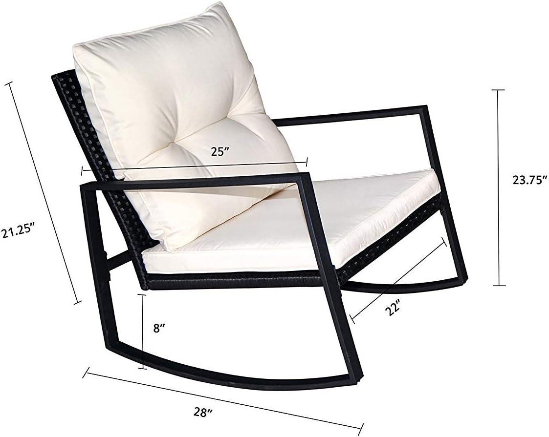 Mercury Row® Preciado 3 Piece Outdoor Patio Set With Cushions-Rocking Chair for Balcony, Lawn and Porch