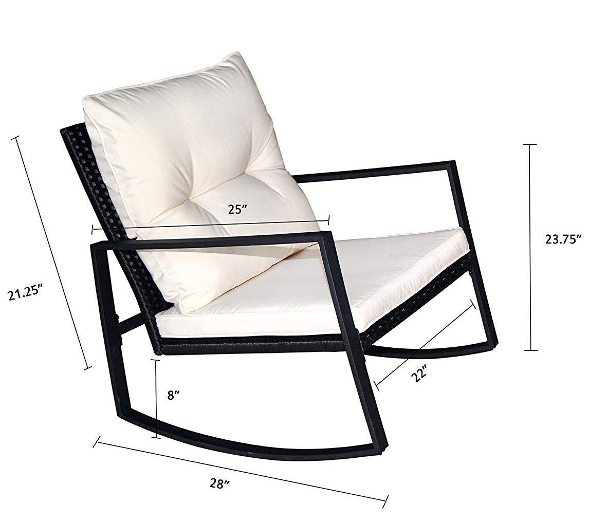 Mercury Row® Preciado 3 Piece Outdoor Patio Set With Cushions-Rocking Chair for Balcony, Lawn and Porch