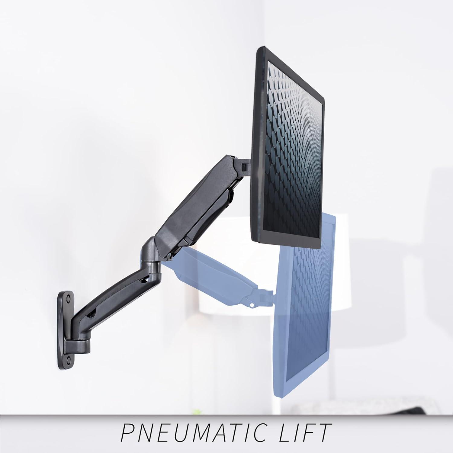 Black Steel Full-Motion Wall Mount Monitor Arm