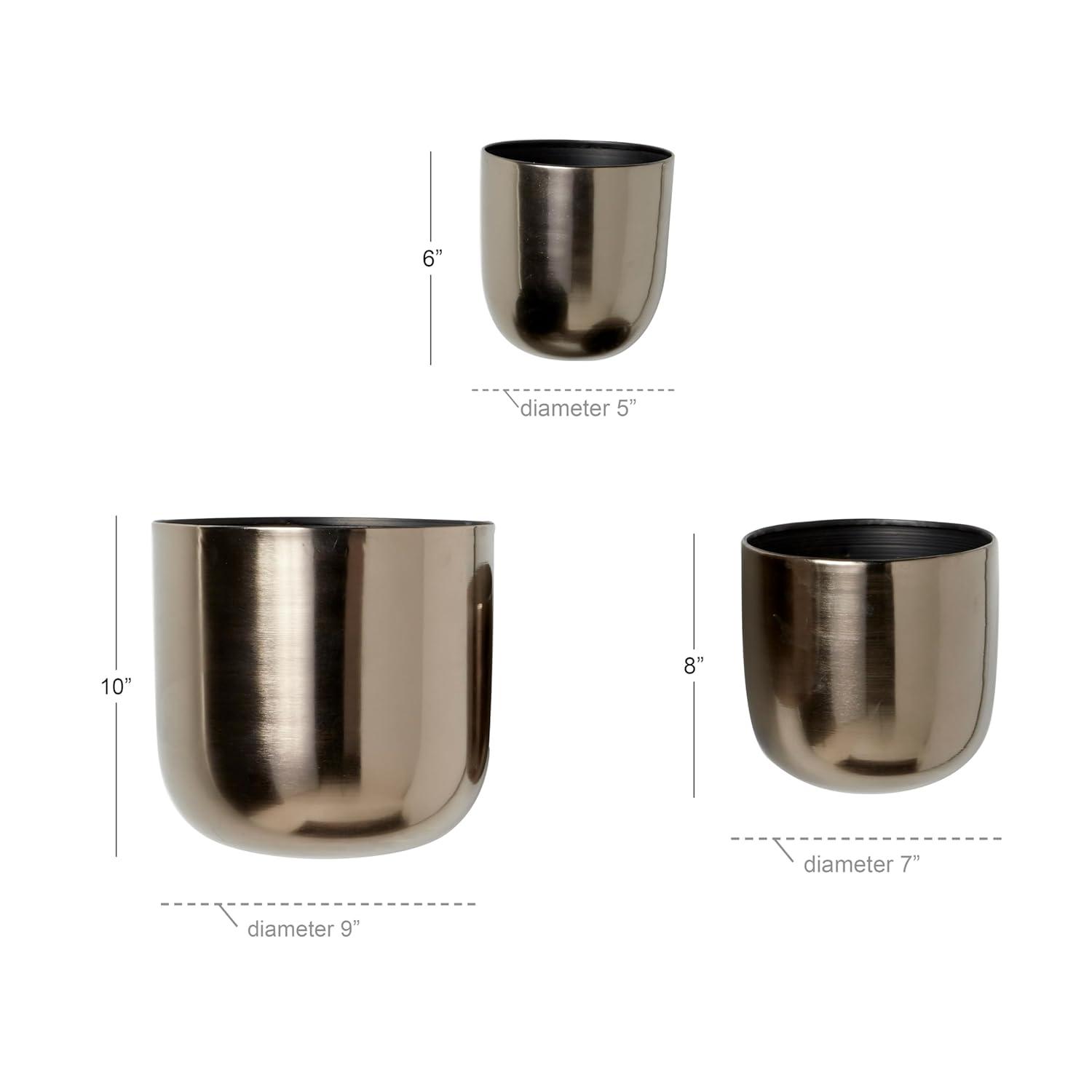 Set of 3 Contemporary Metal Planters in Stands - Olivia & May