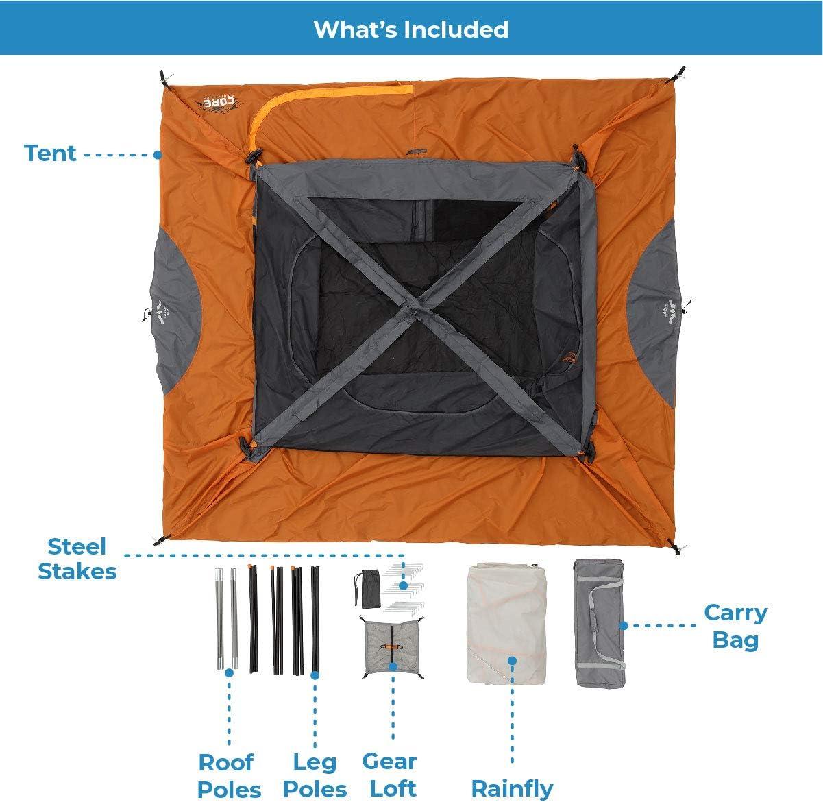 Core Equipment 6 Person Straight Wall Tent - Orange