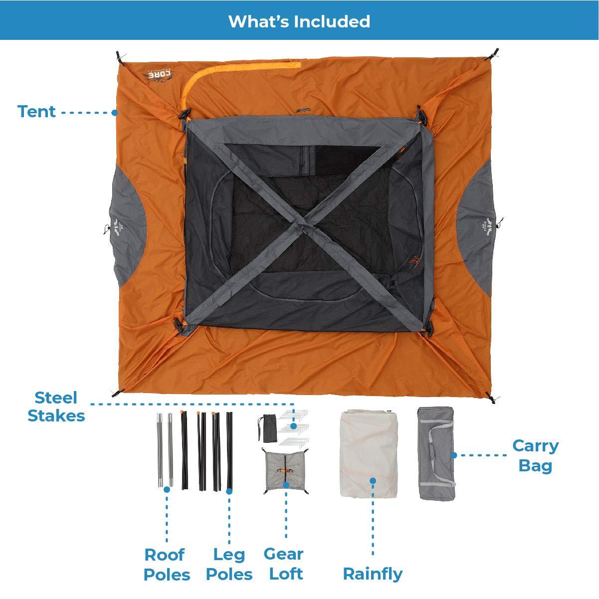 Core Equipment 6 Person Straight Wall Tent - Orange