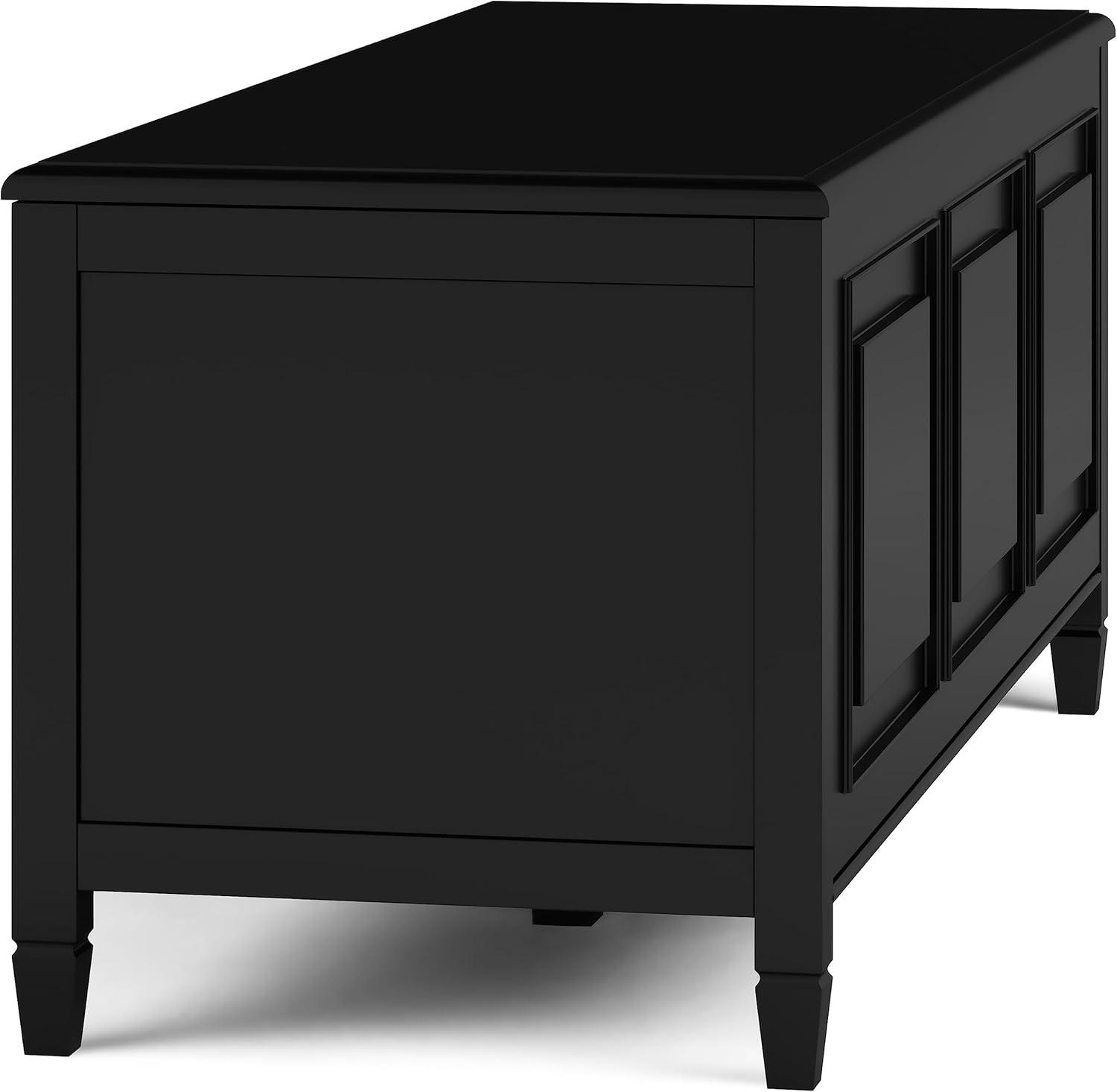 Simpli Home Connaught Solid Wood Storage Bench Trunk In Black