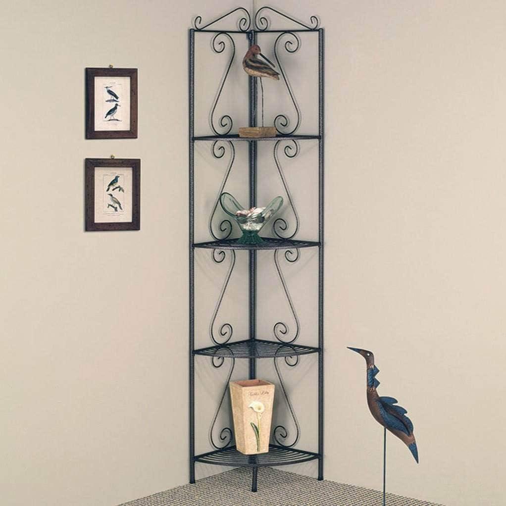 Monarch Specialties Bookshelf, Bookcase, Etagere, Corner, 4 Tier, 70"H, Office, Bedroom, Brown Metal