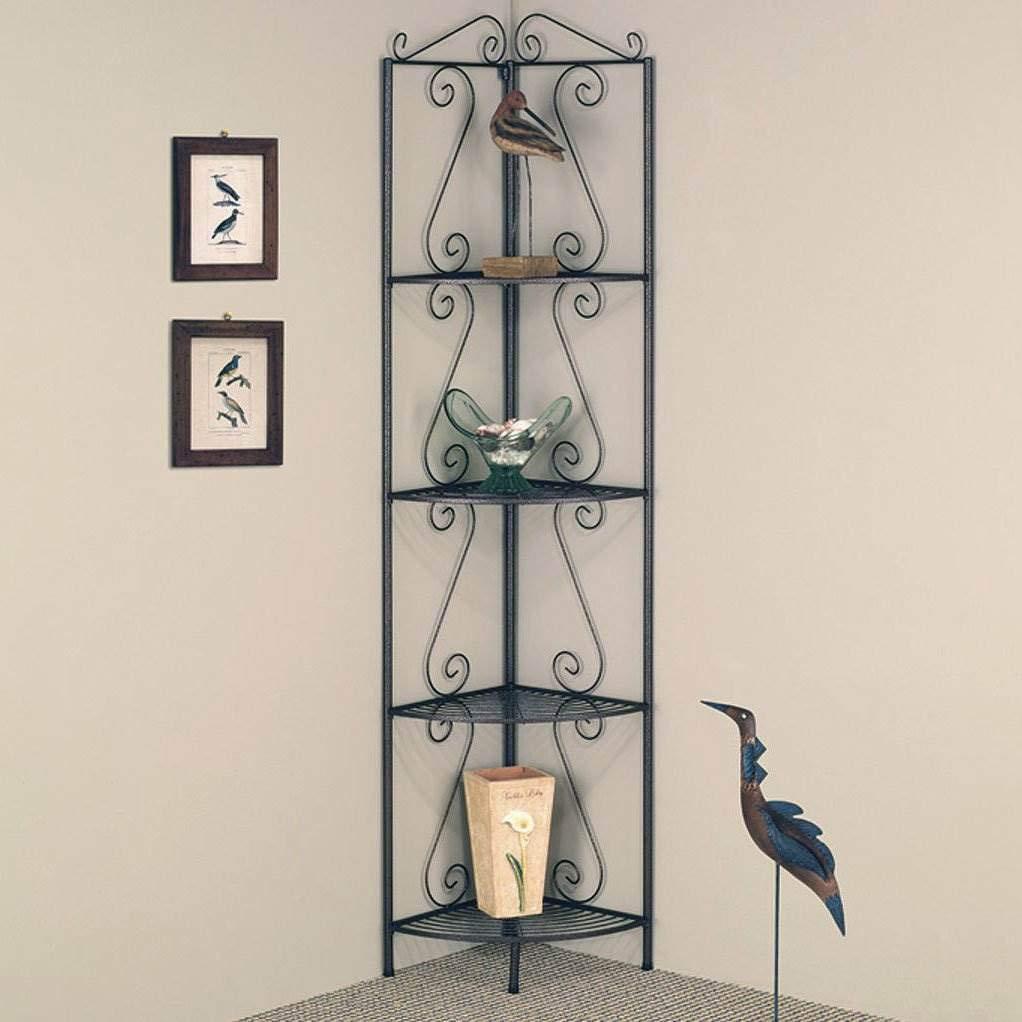 Monarch Specialties Bookshelf, Bookcase, Etagere, Corner, 4 Tier, 70"H, Office, Bedroom, Brown Metal