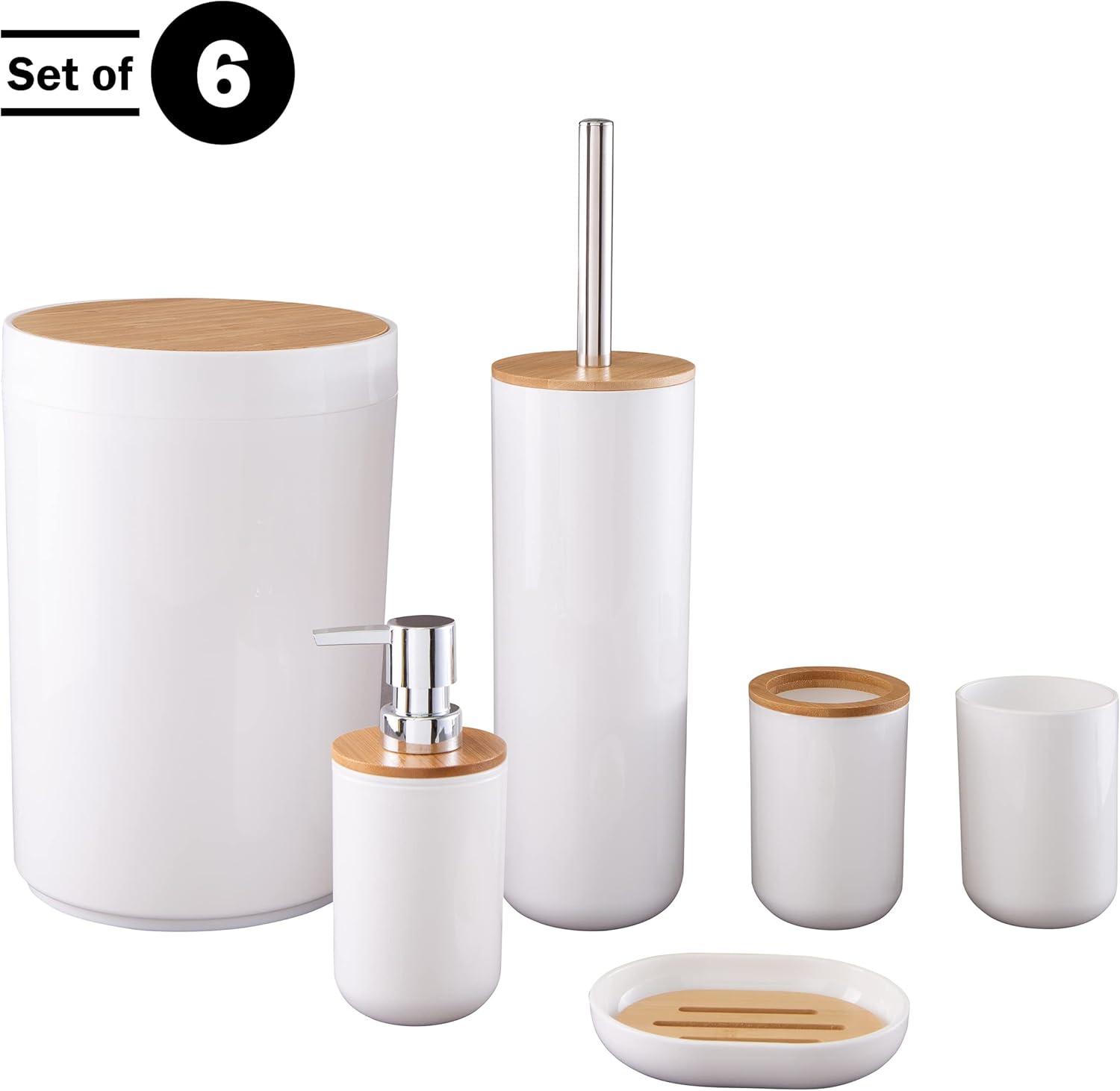 Home-Complete 6-Pc Bathroom Accessories Set, White