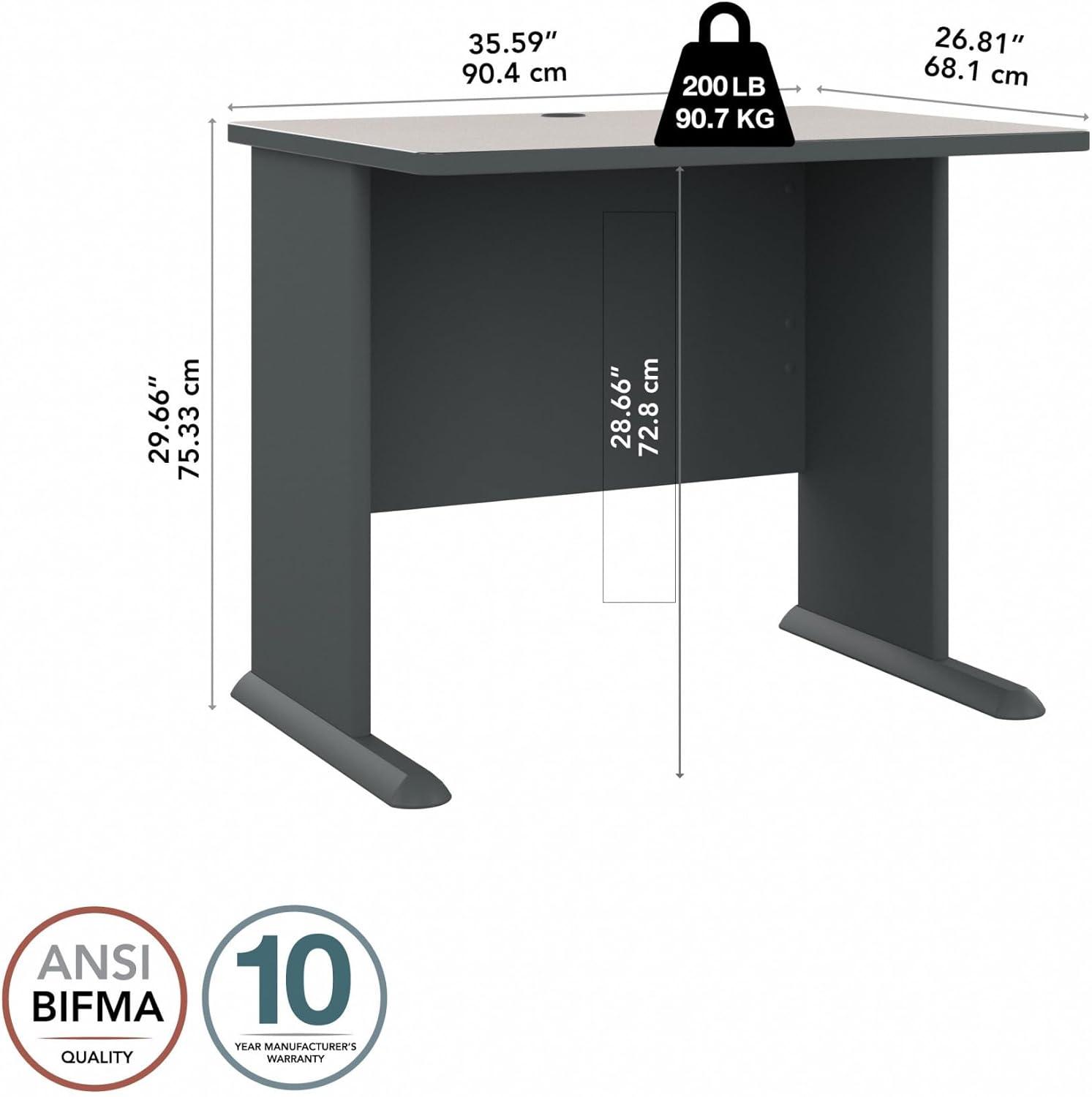 Series A 36W Office Desk in Slate and White Spectrum - Engineered Wood