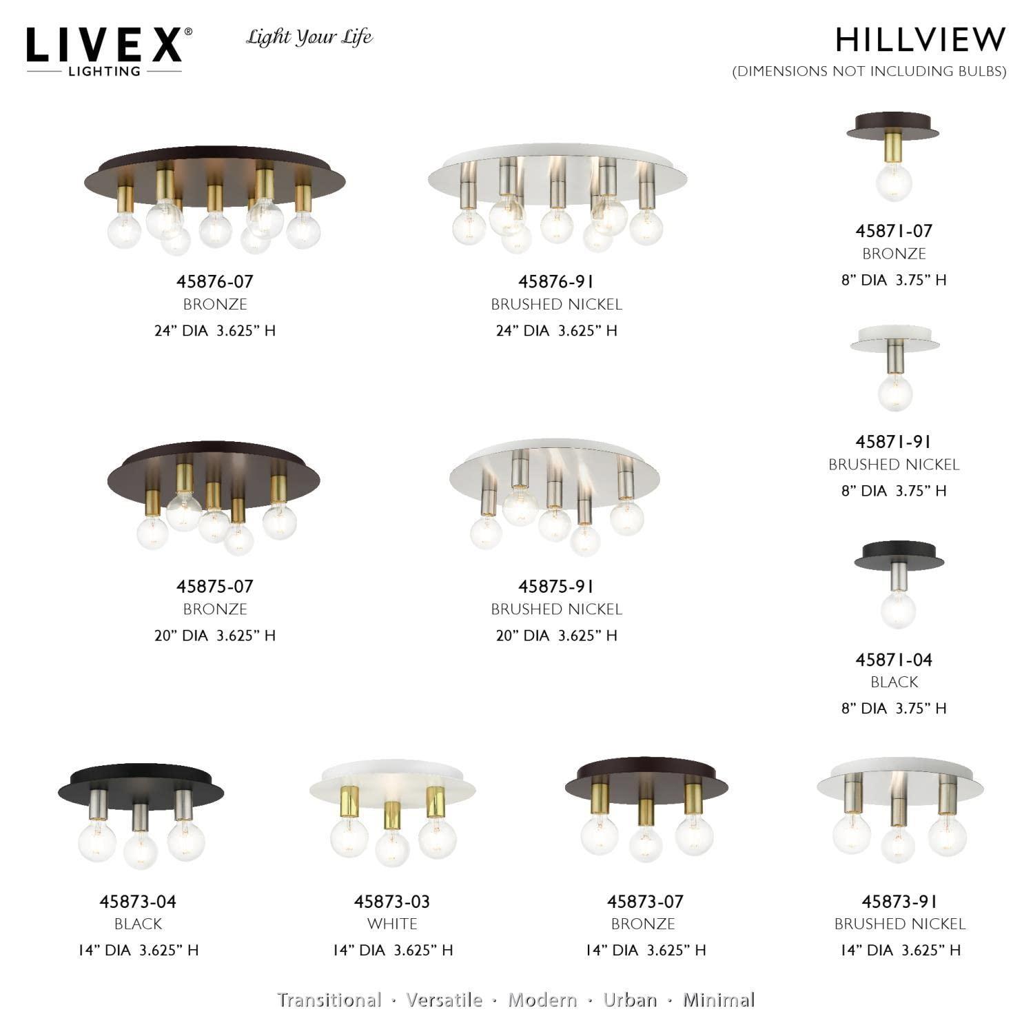 Livex Lighting Hillview 1 - Light Flush Mount in  Brushed Nickel