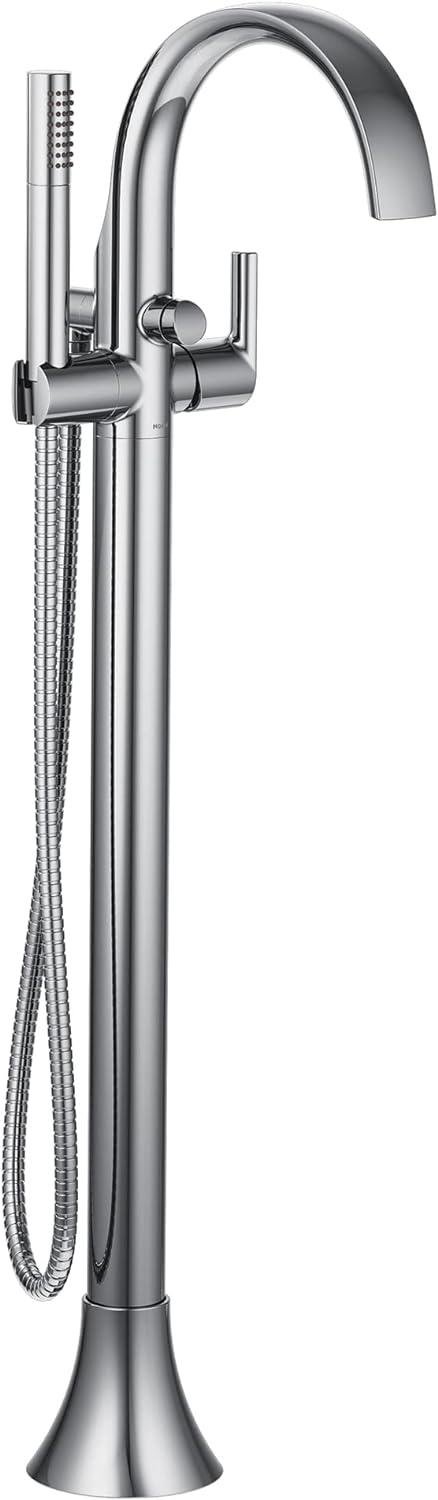 Doux Chrome Single-Handle Freestanding Tub Filler with Handshower