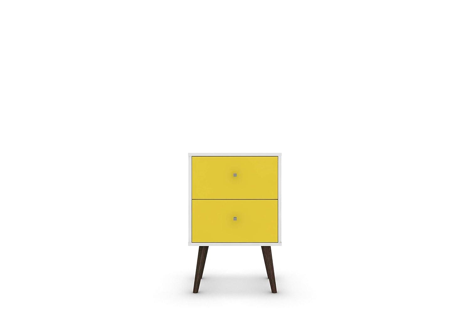 Liberty Mid-Century Modern Nightstand 2.0 with 2 Full Extension Drawers with Solid Wood Legs