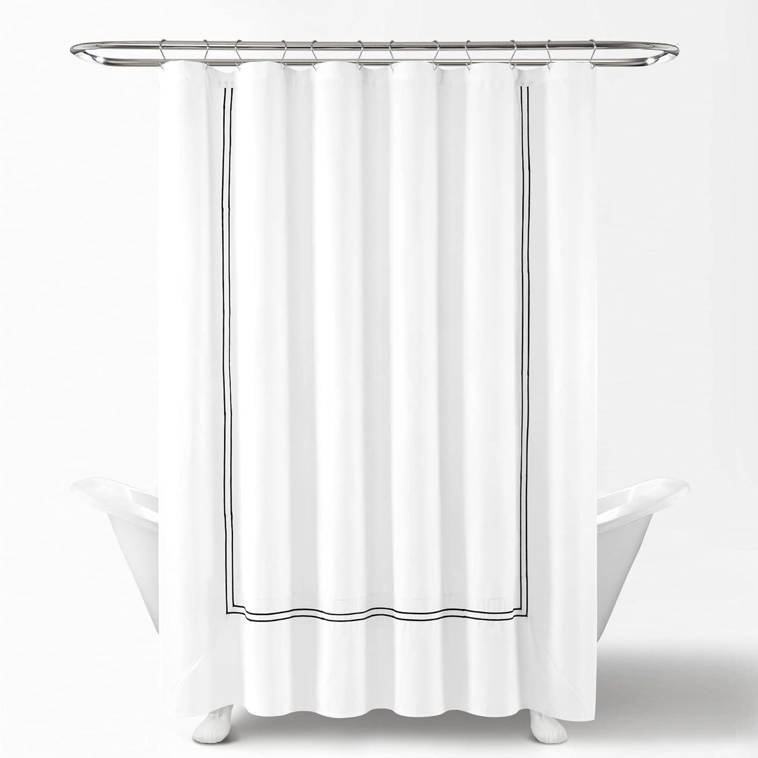 Hotel Collection Shower Curtain White/Black Single 72X72