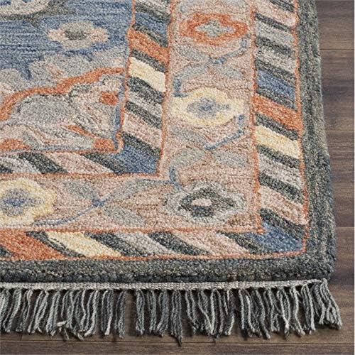 Aspen APN123 Hand Tufted Area Rug - Blue/Rust - 6'x9' - Safavieh..