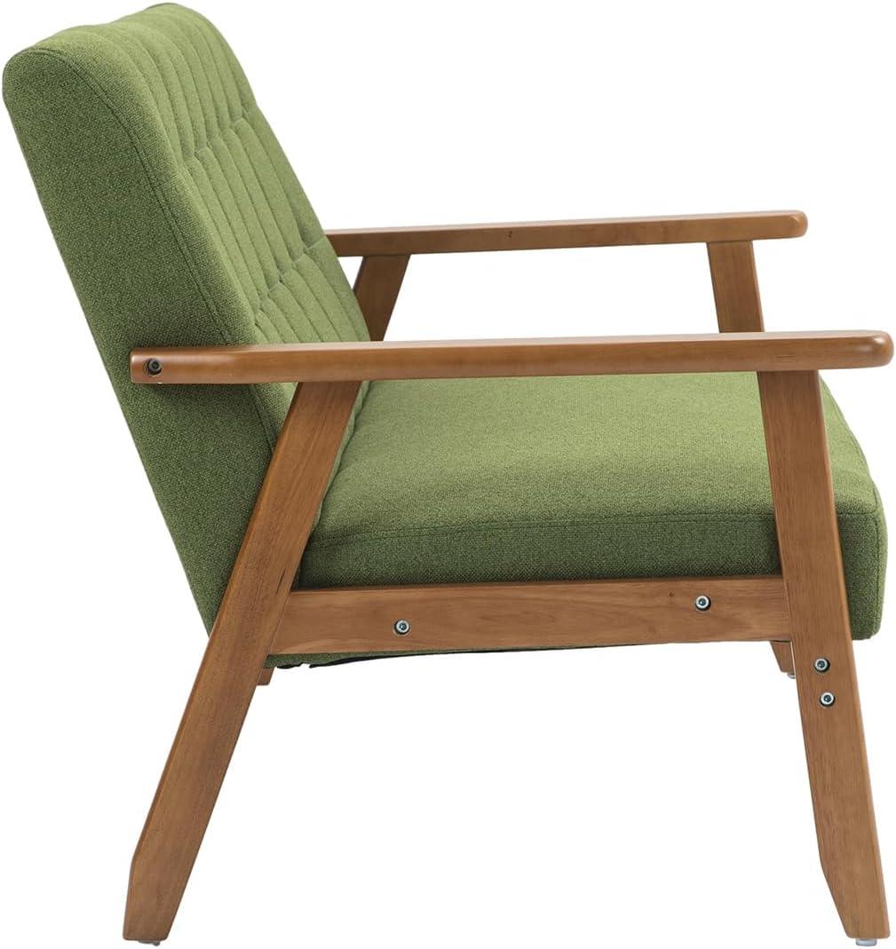 Small Modern Loveseat Sofa, Mid Century Upholstered Linen 2-Seat Couch, Love Seat for Living Room, Bedroom and Small Space (Green)