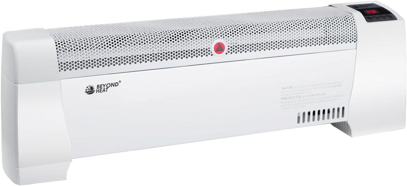 BEYOND HEAT Electric Baseboard Heater, 1500W Convection Heater with Adjustable thermostat and Overheat Protection, Slient Operation Heater for indoor use, White