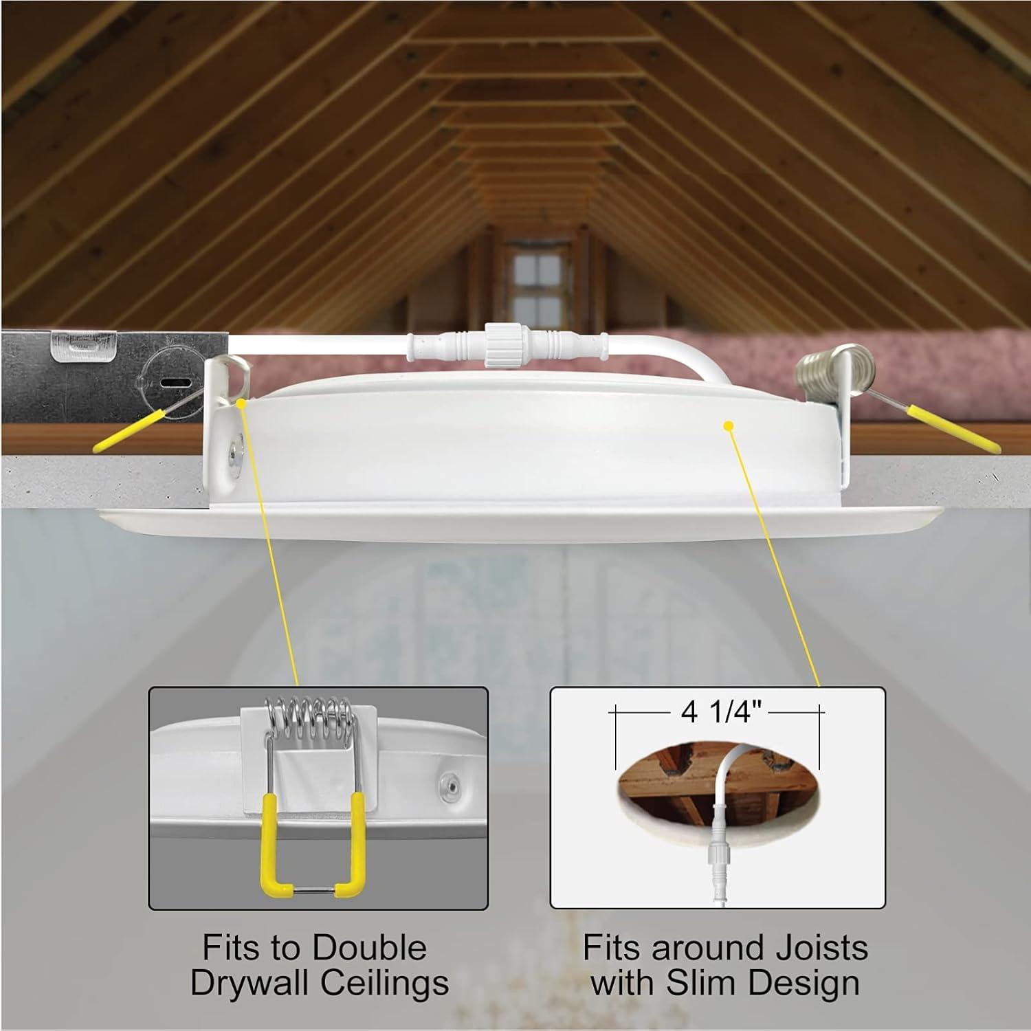 Adjustable Downlight 4'' Selectable Color Temperature Dimmable Air-Tight IC Rated LED Canless Recessed Lighting Kit