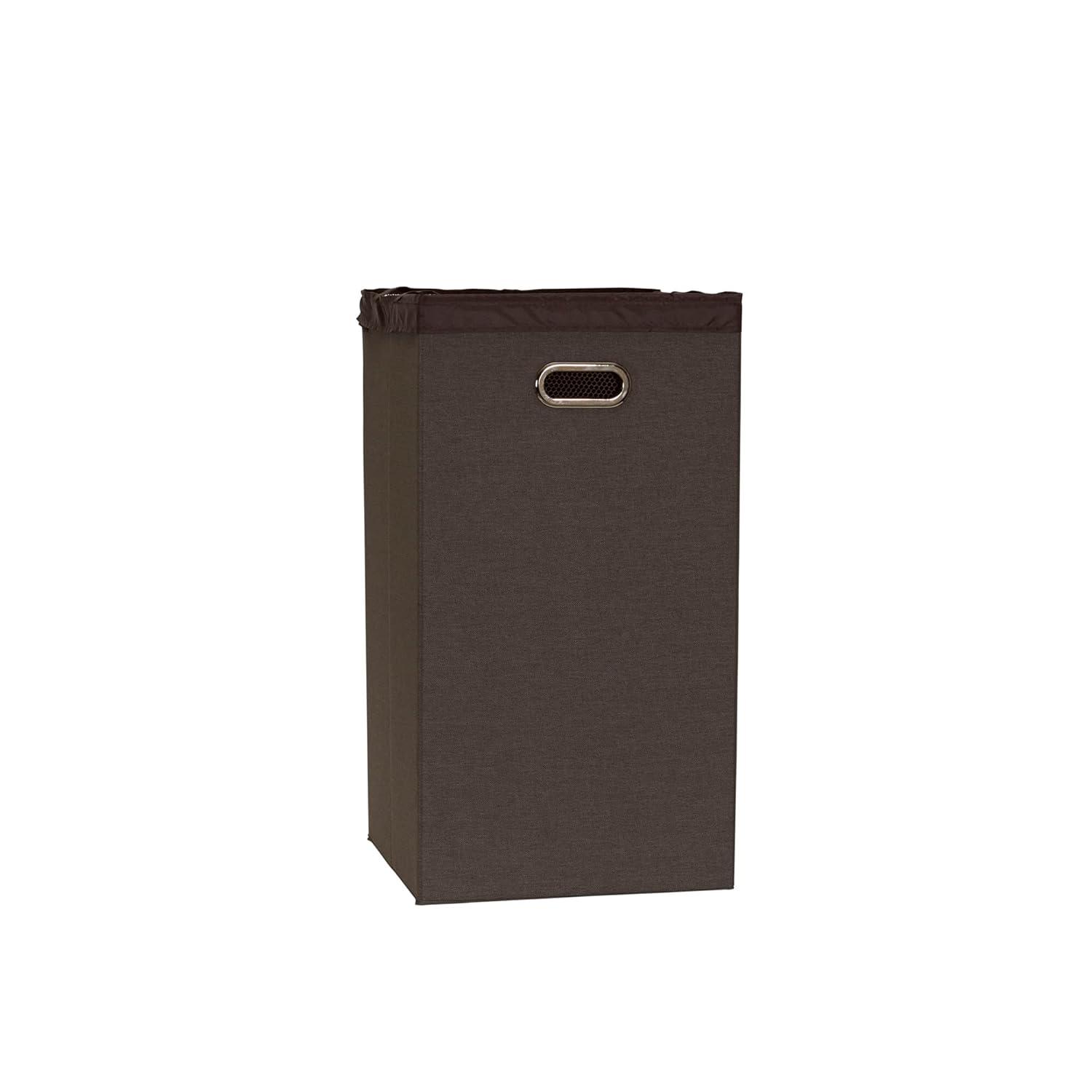 Household Essentials Collapsible Laundry Hamper Gray/Brown: Slim Clothes Hamper with Lid, Removable Liner, Magnetic Closure