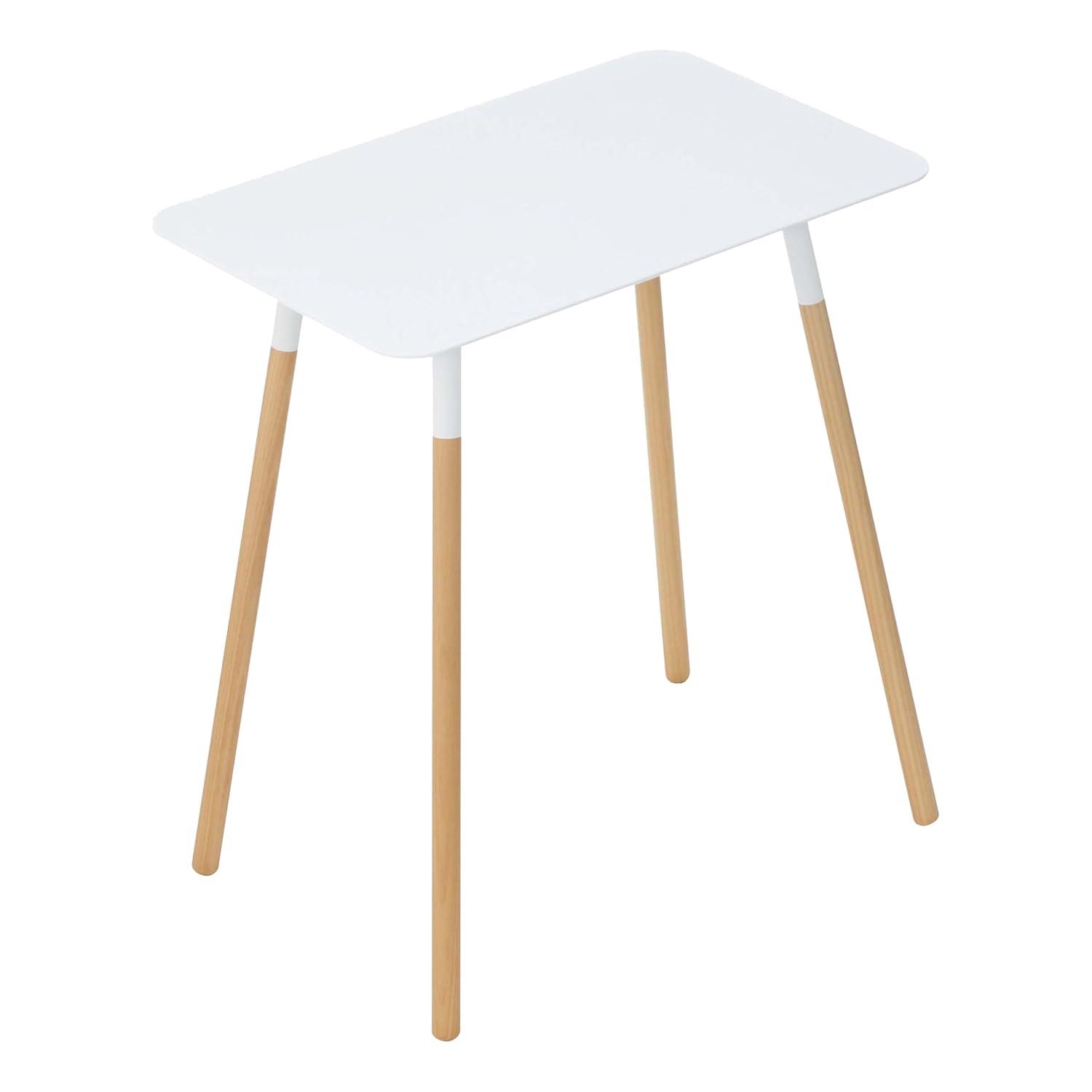 Yamazaki Home Modern Rectangular Side Table For Living Room Or Small Bedside Steel + Wood End Table
