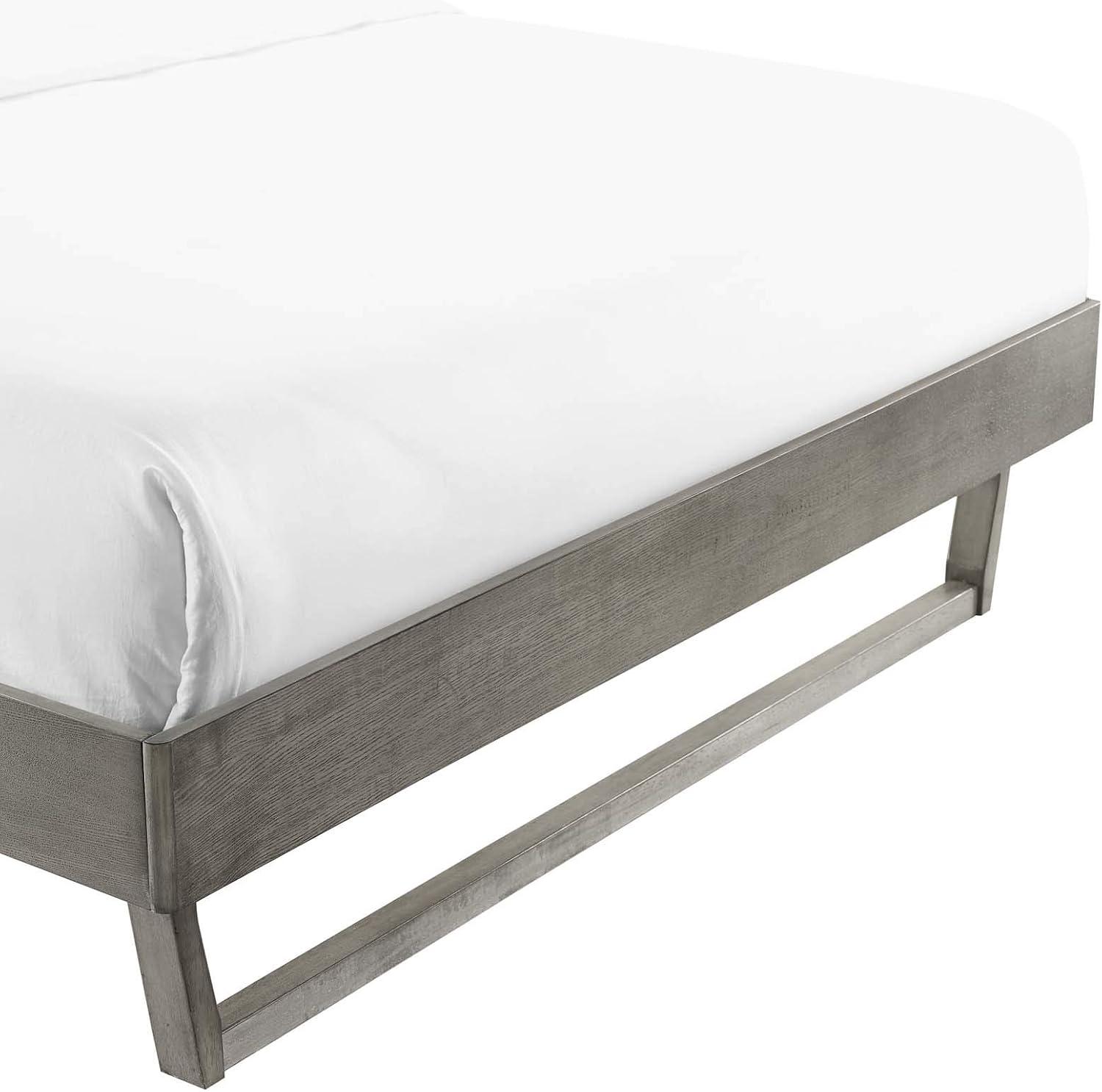 Modway Billie Full Wood Platform Bed Frame in Gray