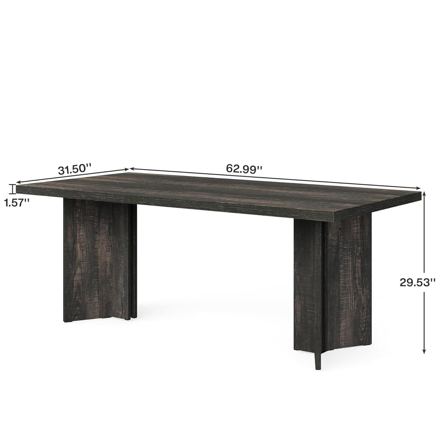 Tribesigns Dining Room Table for 4-6, 63" Farmhouse Wood Kitchen Table for Kitchen, Dark Brown