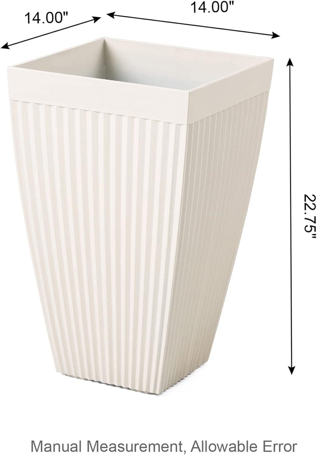 White Tall Fluted Box Planter Set for Indoor/Outdoor